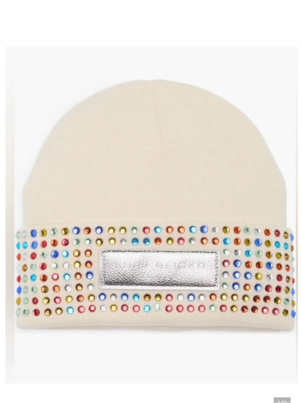 KURT GEIGER LONDON Logo Patch Crystal Cuff Beanie